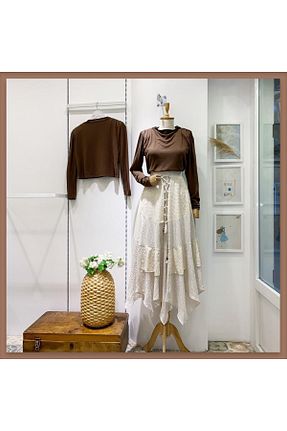 دامن بژ زنانه ساده Faya Boutique - کد 894898692