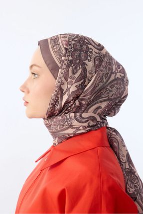 شال قهوه ای زنانه پنبه ای cs camellia scarf - کد 894891311