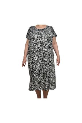 لباس شب سایز بزرگ مشکی زنانه گلدار İpek - کد 896509888