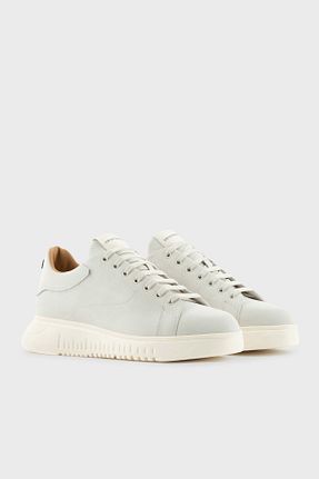 کفش اسنیکر نباتی مردانه چرم اصل Emporio Armani - کد 896525510