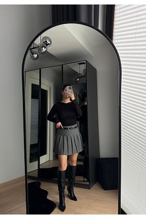 دامن طوسی زنانه Pileli Butik - کد 894999420