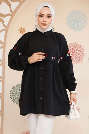 تونیک حجاب مشکی زنانه پنبه ای Neva Style - کد 895057577