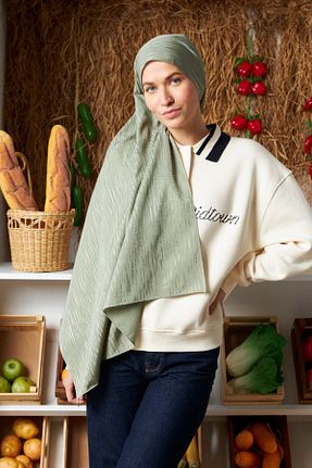 شال سبز زنانه پنبه ای MİRSOY SCARF - کد 895115934