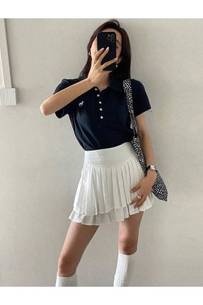 بلوز سرمه ای زنانه طرح دار Touz Moda - کد 896551802