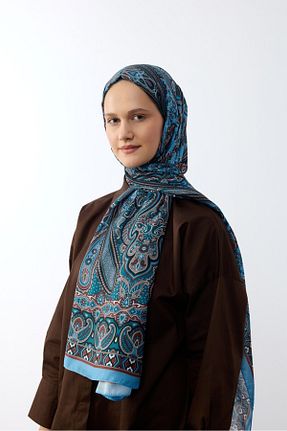 شال آبی زنانه پنبه پلی استر MİRSOY SCARF - کد 895148976