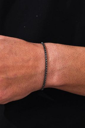 دستبند نقره مشکی مردانه 925 عیار Tmt Silver - کد 895172637