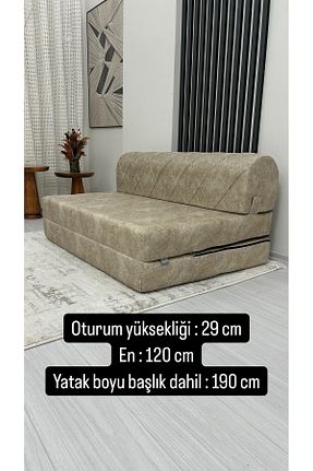 کاناپه بژ مخمل MEVSİMHOME - کد 839269466