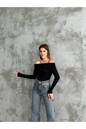 بادی مشکی زنانه یقه قایقی FASHION - کد 895190508
