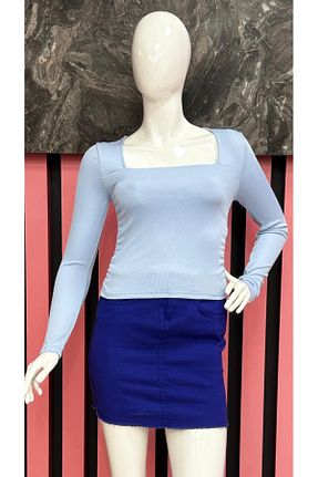 بلوز آبی زنانه یقه مربعی MODA MATMAZEL - کد 895203468