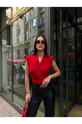 بلوز قرمز زنانه ساده Miss fashion - کد 895203635