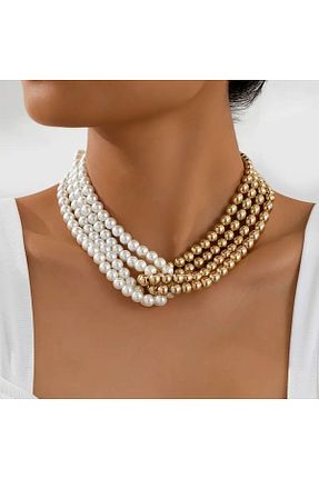 گردنبند جواهر متالیک زنانه مروارید Minnoş Dükkan - کد 895206673