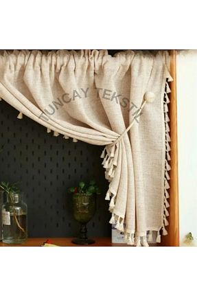 پرده زمینه بژ کتان TUNCAY TEKSTİL - کد 878374646