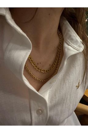 گردنبند استیل ( فولاد ) طلائی زنانه استیل (فولاد) JOC - کد 895240713