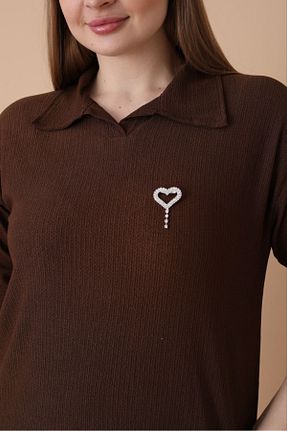ست بالاتنه و پائین تنه سایز بزرگ قهوه ای زنانه فاق بلند şuranur - کد 888188428