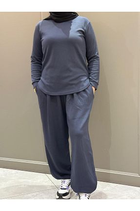 ست گرمکن طوسی زنانه پنبه ای HARİKA - کد 896651797