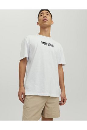 تیشرت سفید مردانه اورسایز Jack & Jones - کد 685016812