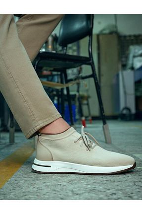 کفش اسنیکر بژ مردانه بند دار Cabani - کد 803238147