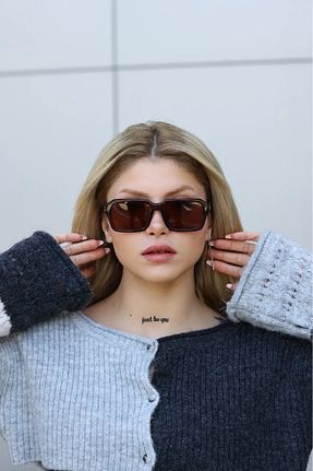 عینک آفتابی قهوه ای زنانه 50 LUPİX - کد 895365692