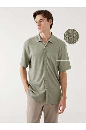پیراهن سبز مردانه یقه پیراهنی LC Waikiki - کد 904779197