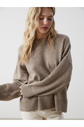 پلیور قهوه ای زنانه ساده LC Waikiki - کد 895443697