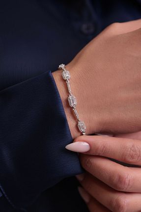 دستبند نقره طوسی زنانه 925 عیار Kiriş Gümüş - کد 895519142