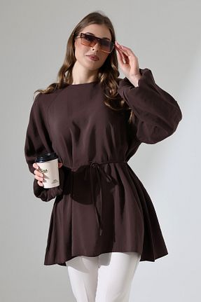 تونیک حجاب قهوه ای زنانه پنبه پلی استر ensade - کد 857623637