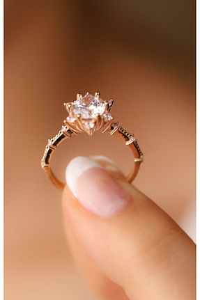 انگشتر برلیان زرد 14 عیار Crystal Diamond Zirconia - کد 895524345