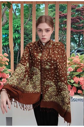 شال قهوه ای زنانه onliecraft - کد 895542745