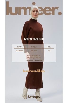 ست بالاتنه و پائین تنه حجاب قهوه ای زنانه رگولار Lumieer - کد 895570425