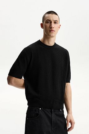 تیشرت مشکی مردانه Relaxed Bershka - کد 895601754