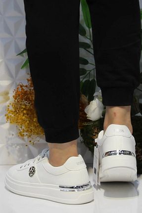 کفش اسنیکر سفید زنانه چرم اصل U.S. Polo Assn. - کد 895608946