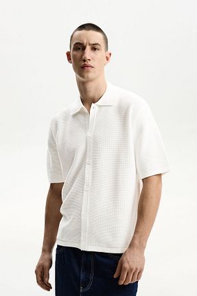 پیراهن سفید مردانه اسلیم Bershka - کد 895601182