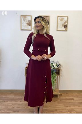 ست بالاتنه و پائین تنه زرشکی زنانه بافت Kokosh moda - کد 895620970