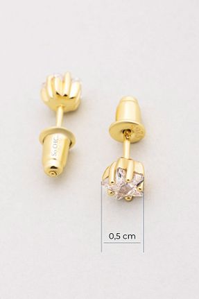 گوشواره نقره بژ زنانه 18 عیار So Chic - کد 793435537