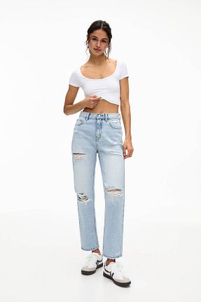 شلوار جین آبی زنانه رگولار Pull & Bear - کد 895648694