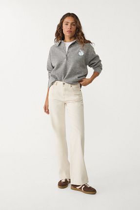 پلیور طوسی زنانه طرح دار Stradivarius - کد 895639052