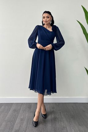 لباس مجلسی و فارغ التحصیلی سرمه ای زنانه رگولار giyimmasalı - کد 895654359