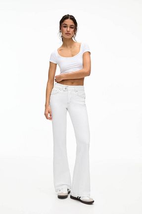 شلوار سفید زنانه پنبه ای Pull & Bear - کد 895658660