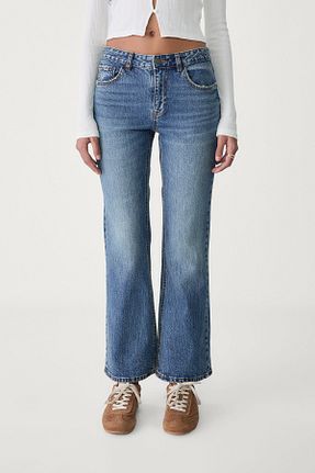 شلوار جین آبی زنانه فاق افتاده Stradivarius - کد 895670461