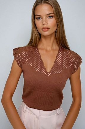 بلوز قهوه ای زنانه Ajurlu VAGGON - کد 895687427