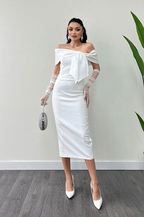 لباس مجلسی و فارغ التحصیلی سفید زنانه بدون آستین giyimmasalı - کد 895690368