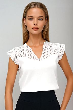 بلوز سفید زنانه Ajurlu VAGGON - کد 895687485