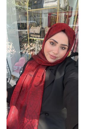 شال قرمز زنانه ابریشم NurScarf - کد 895700408
