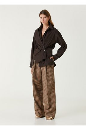 پیراهن قهوه ای زنانه یقه پیراهنی Dries Van Noten - کد 897133907