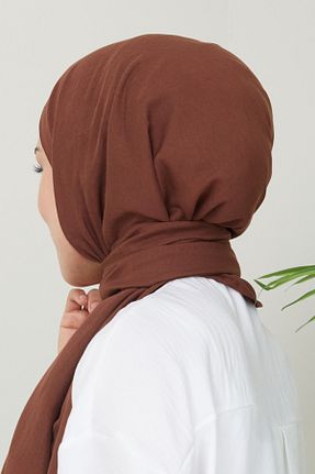 شال قهوه ای زنانه پنبه ای FATELLA - کد 895794234