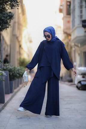 ست بالاتنه و پائین تنه حجاب سرمه ای زنانه Relaxed NS Moda - کد 814859276