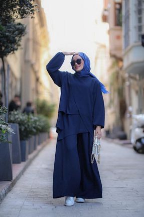 ست بالاتنه و پائین تنه حجاب سرمه ای زنانه Relaxed NS Moda - کد 814859276