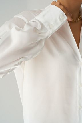 پیراهن سفید زنانه اورسایز LOOSH - کد 895859297