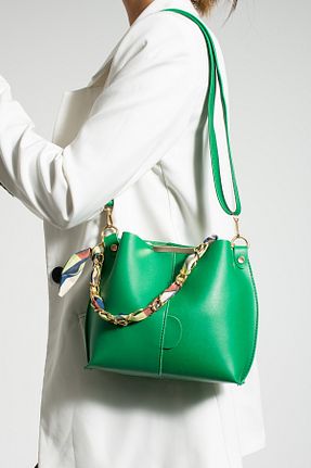 کیف دوشی سبز زنانه چرم مصنوعی NBİBAGS - کد 895873471