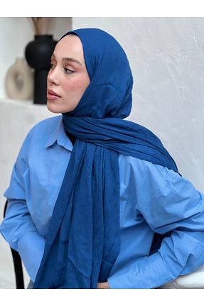 شال سرمه ای زنانه پنبه ای Modakaşmir - کد 895901544